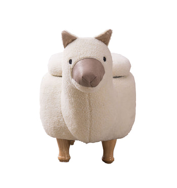 Tan Fabric Llama Animal Storage Kids Ottoman